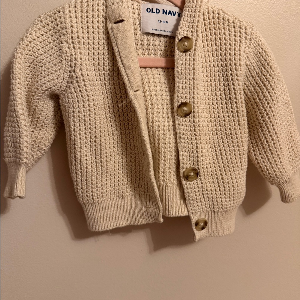 Old Navy Cream Knit Button-Front Cardigan for Kids
